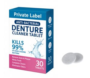 Anpassade tandprotesrengöringstabletter